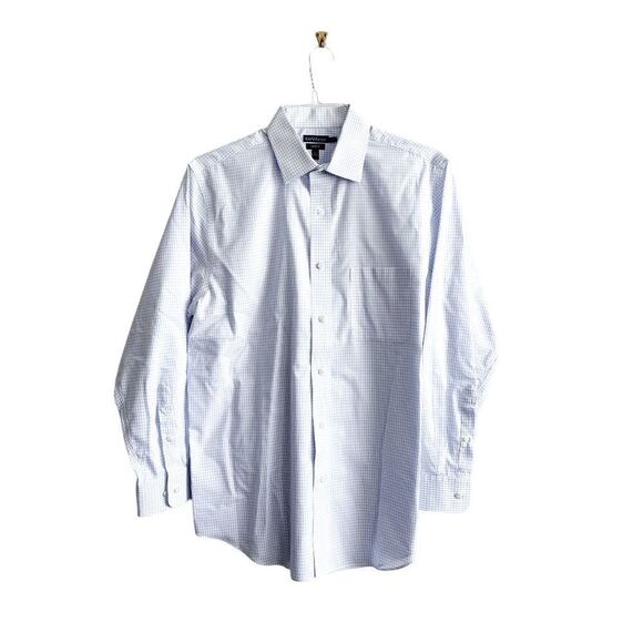Croft & Barrow Men's Classic Fit Button Long Sleeve No-Iron Shirt Blue White Sz1 - Picture 1 of 8